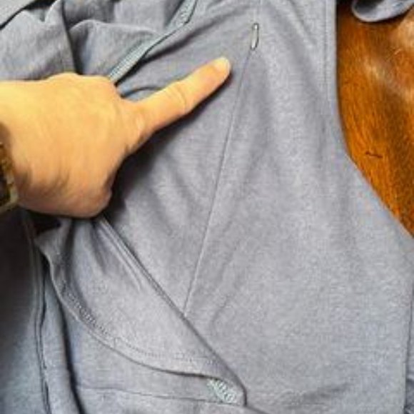 Emilia threads zippered nursing access blue dress w/ tie - Picture 2 of 3